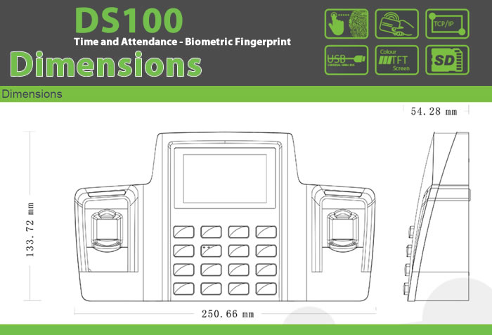 DS100 Biometric Time Attendance Product Standard Features